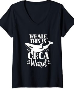 Womens Whale This Is Orcaward Humor Orca Orcas Awkward V-Neck T-Shirt