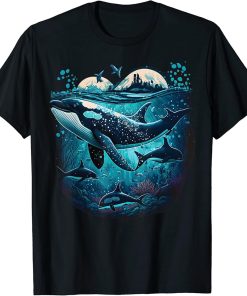 Colourful mystical orca whale watching dolphin pottwhale orca whale T-Shirt