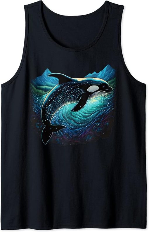 Colourful mystical orca whale watching dolphin pottwhale orca whale Tank Top