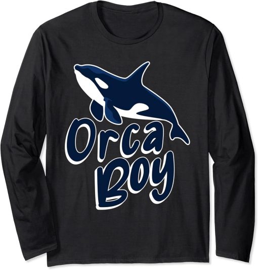 Kids Funny Whales Orca Boy Orcas Long Sleeve T-Shirt